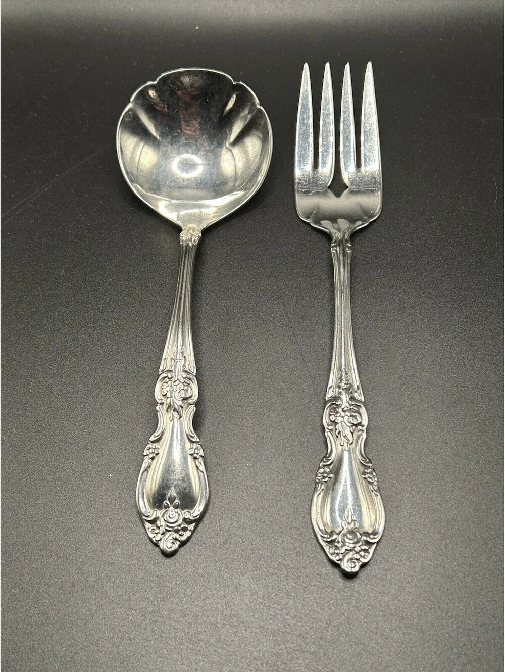 Vintage Set Of Oneida Louisiana Hostess Serving Fork & Ladle, Stainless 1970’s